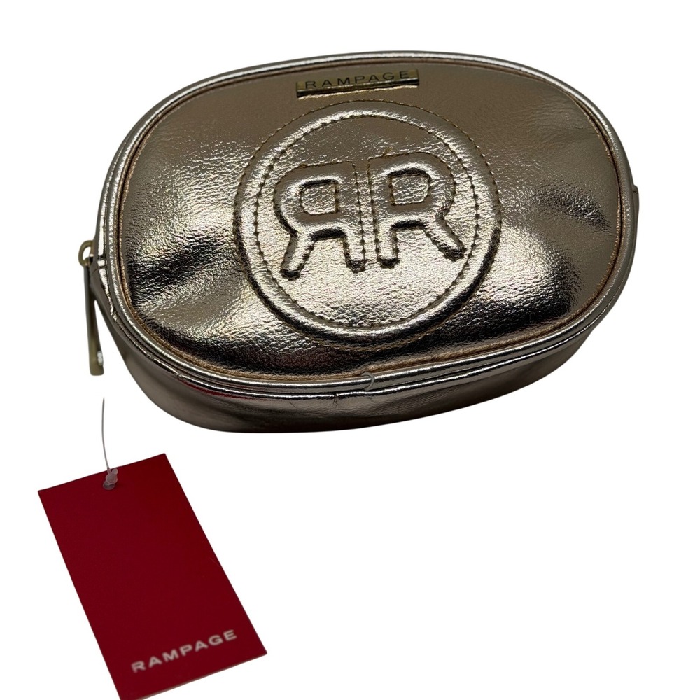 Rampage Womens Belt Bag Gold Metallic Logo Fanny Pack Waist Purse TA1000 Stylish